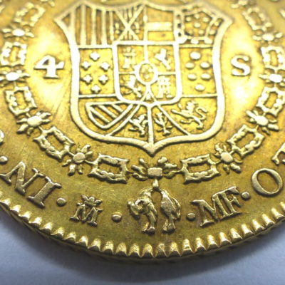 Pièce OR. Espagne, Charles IV. 4 Escudos 1792. Madrid, España, Carlos IV. Oro – Image 2