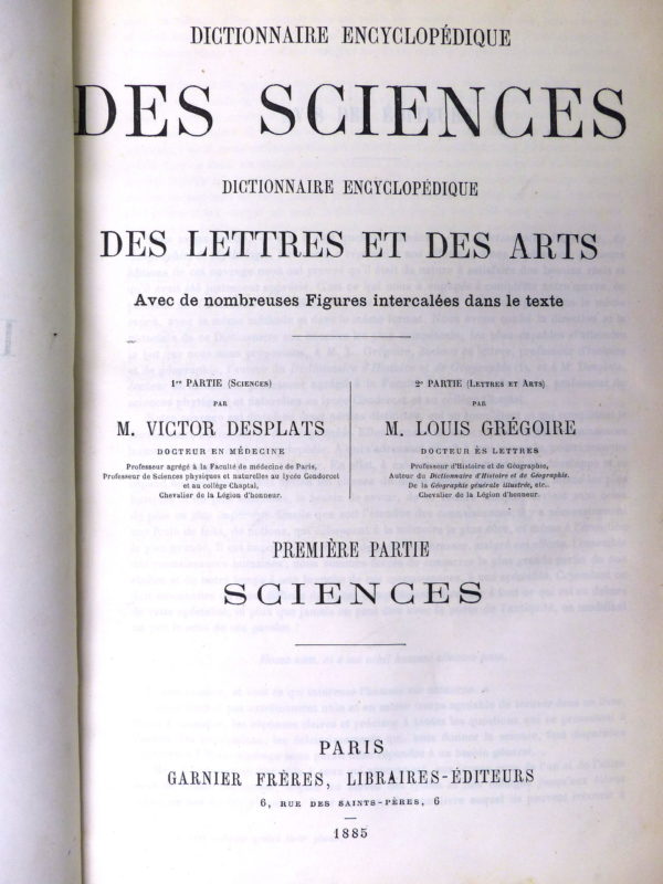 Dictionnaire encyclopédique des Sciences.  1885. – Image 4