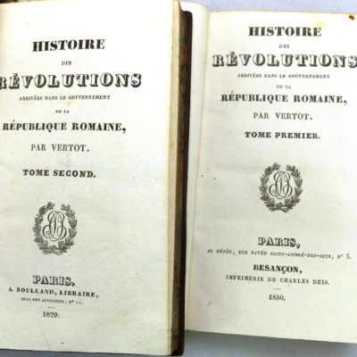 Histoire des Révolutions ROMAINE. 2 Volumes. 1830. VERTOT – Image 4