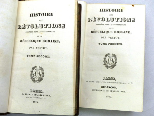 Histoire des Révolutions ROMAINE. 2 Volumes. 1830. VERTOT – Image 10