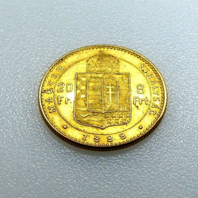 Hongrie. Hungaria. Pièce OR 20 Francs - 8 FORINT. Magyar Kiralysac 1888. TTB – Image 3