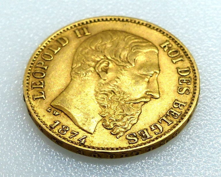 Pièce OR 20 FR BELGE 1874. TB. LEOPOLD II ROI DES BELGES Le Comptoir de l'Or Michel Mouton