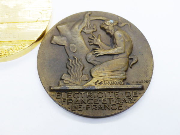 Lot de 4 Médailles Bronze Argenté & Doré. EDF GDF – Image 5