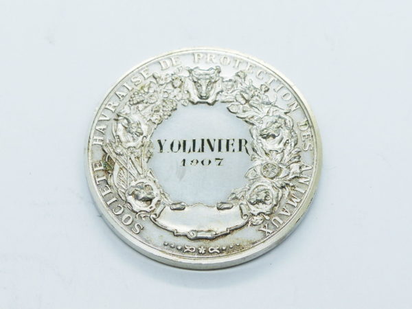 Médaille Maillechort Argenté. Ville du HAVRE. SPA. 1907. 31 gr – Image 2