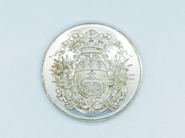 Médaille Maillechort Argenté. Ville du HAVRE. SPA. 1907. 31 gr – Image 5
