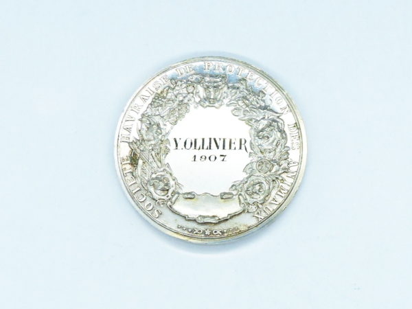 Médaille Maillechort Argenté. Ville du HAVRE. SPA. 1907. 31 gr – Image 3