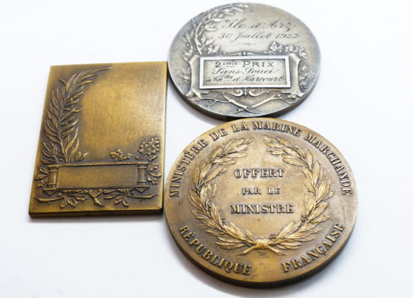 Lot de 3 Médailles Bronze. Ile d'Arz. Régates Nautisme. Ministere Marine Marchande – Image 3