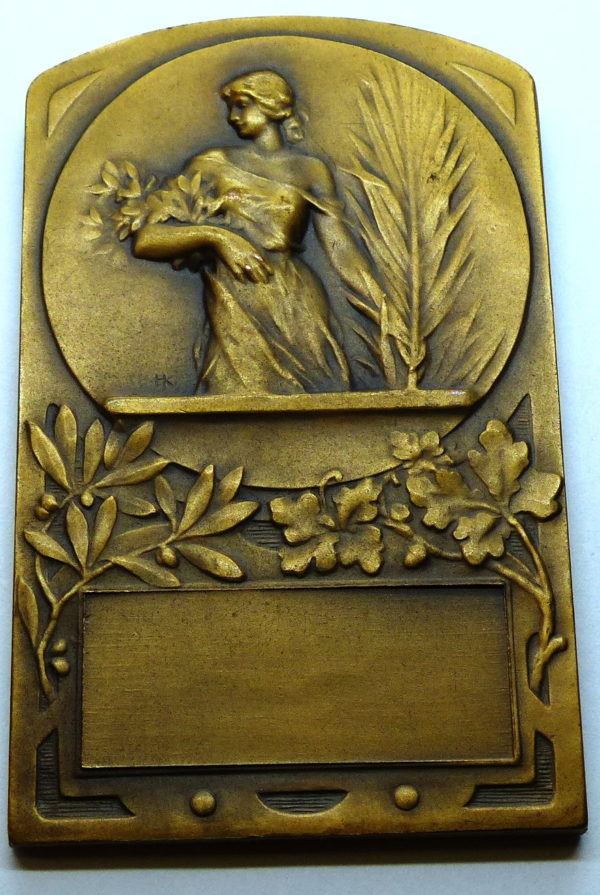 Médaille de Bronze.  82 grammes. Belle allégorie de R.KAUTSCH. Avec son étui. – Image 2