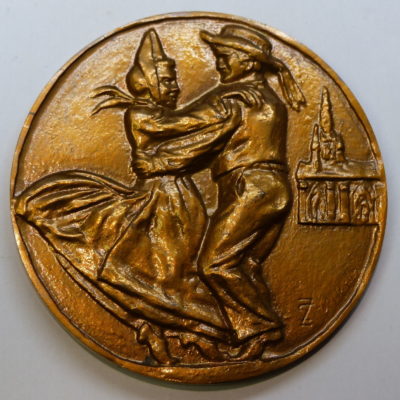 BRONZE. 185 grammes. BRETAGNE. Sonneurs & Danse Bretonne en Costume Breton – Image 3