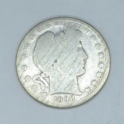Half Dollar USA 1898. Silver coin. 1/2 Dollar Argent. 1/2 US $. Barber – Image 3