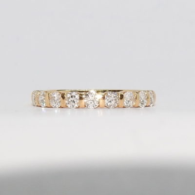Bague "1/2 ALLIANCE" 9 Diamants. OR Jaune 750°/°°. 3 gr – Image 3