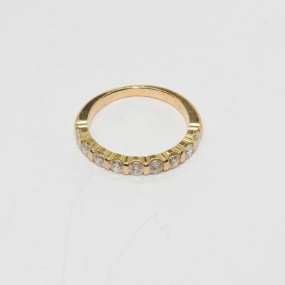 Bague "1/2 ALLIANCE" 9 Diamants. OR Jaune 750°/°°. 3 gr – Image 7