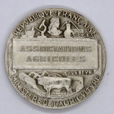 Médaille Argent 37 gr. Agriculture. Science et Labeur. Graveur HM Petit. – Image 7