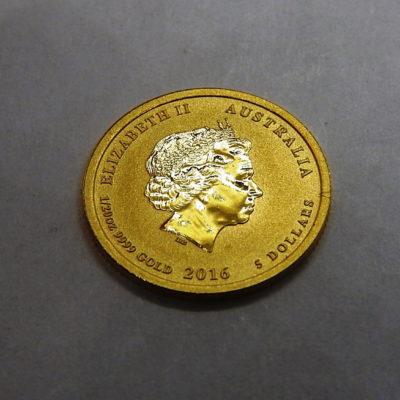 Pièce OR 999. 5 $ AUSTRALIE 2016. Elisabeth II. Year of the monkey. Gold 9999 – Image 4