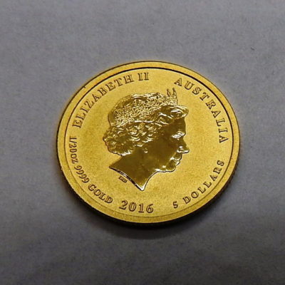 Pièce OR 999. 5 $ AUSTRALIE 2016. Elisabeth II. Year of the monkey. Gold 9999 – Image 3
