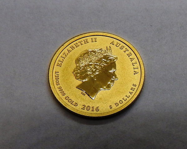 Pièce OR 999. 5 $ AUSTRALIE 2016. Elisabeth II. Year of the monkey. Gold 9999 – Image 3