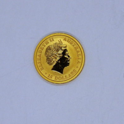15 Dollars Australie OR 999°/°°. 24 Carats Gold coin 1/10° Oz. Elisabeth 2. Kangourou – Image 2