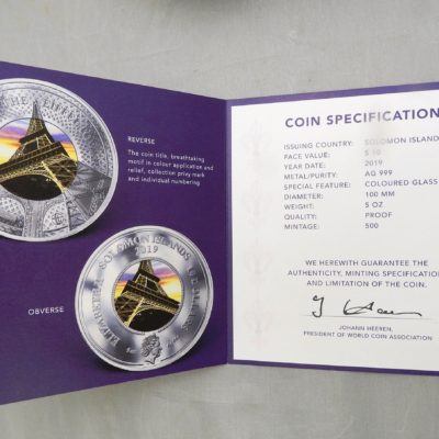 10$. 5 onces ARGENT PUR 999. EIFFEL.10 Dollars Iles Salomon. 2019. 155 grammes. 500 ex – Image 7