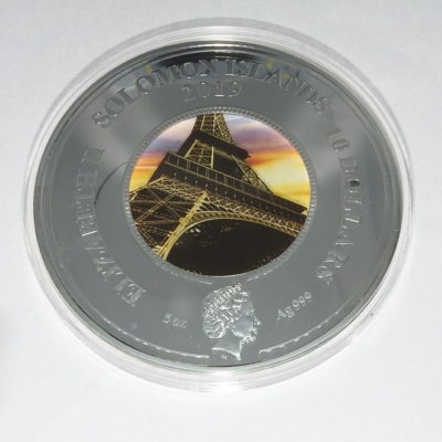 10$. 5 onces ARGENT PUR 999. EIFFEL.10 Dollars Iles Salomon. 2019. 155 grammes. 500 ex – Image 2