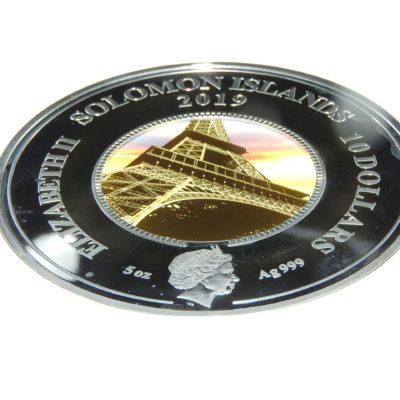 10$. 5 onces ARGENT PUR 999. EIFFEL.10 Dollars Iles Salomon. 2019. 155 grammes. 500 ex – Image 6