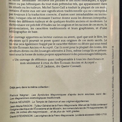 ESOTERISME ∴ Dictionnaire du rite Ecossais ancien & accepté. Michel Saint-Gall – Image 2