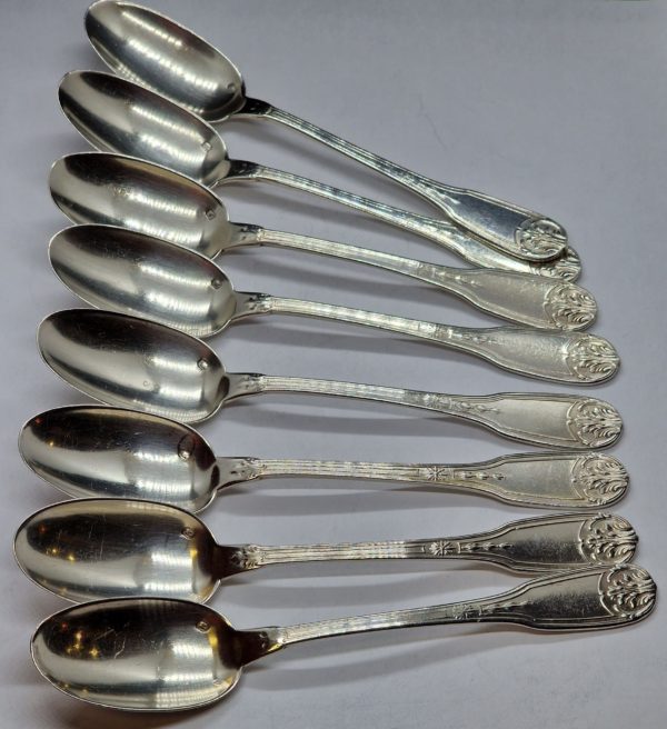 8 Cuillères à Café ou à Thé. Argent Massif Minerve. ARMORIEES à la Couronne. 202 grammes – Image 2