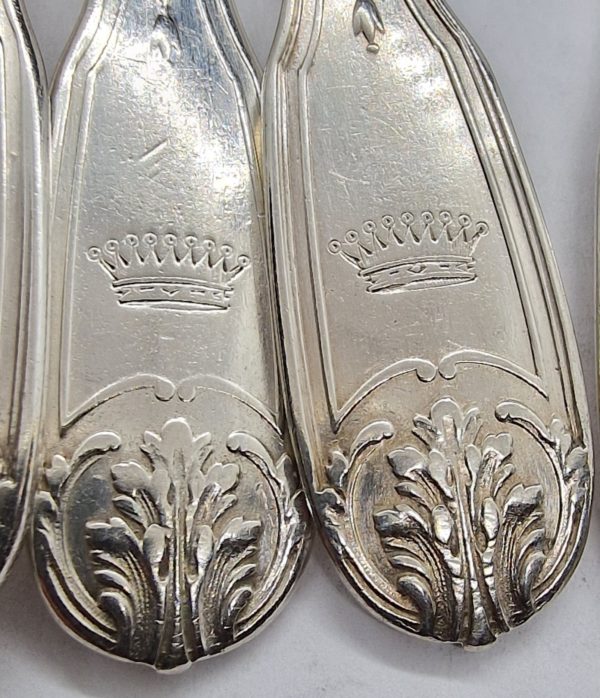 8 Cuillères à Café ou à Thé. Argent Massif Minerve. ARMORIEES à la Couronne. 202 grammes – Image 5