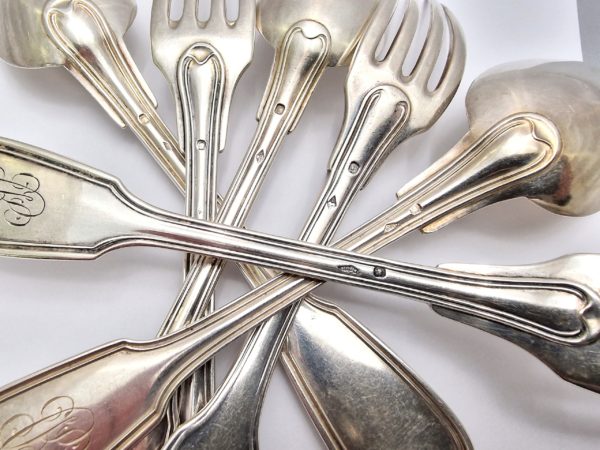 3 Grands COUVERTS Filet Argent Minerve. 6 pièces. 490 g. XIX°. – Image 4