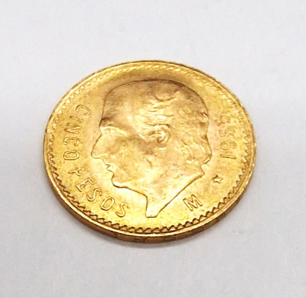 Pièce OR. 5 PESOS MEX OR. 4,1 g. OR 900°/°°. Mexique. 1955. Gold coin. – Image 4