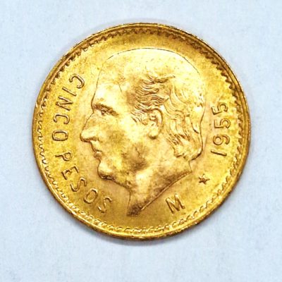 Pièce OR. 5 PESOS MEX OR. 4,1 g. OR 900°/°°. Mexique. 1955. Gold coin. – Image 3