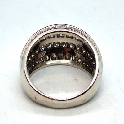 Bague OR BLANC 750°/°° 18 Carats. 10,3 gr. 77 Diamants. Bijou "haute couture" – Image 7