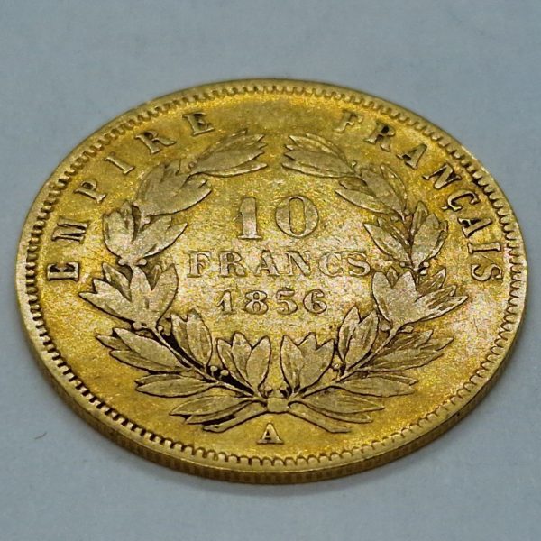 Pièce 10 Francs OR . Napoléon III Empereur. 1856 A. Napoléon non Lauré – Image 2