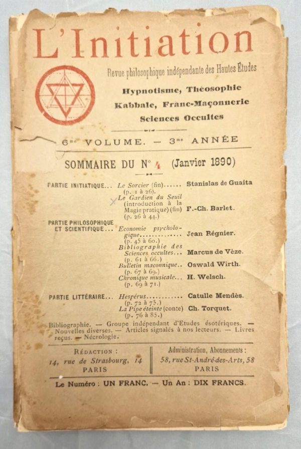 ∴ L'initiation, Hypnotisme, Théosophie, Kabbale, Franc Maçonnerie, Sciences occultes 1890