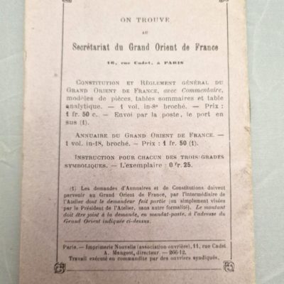 ∴GRAND ORIENT DE FRANCE. Instruction pour le second grade symbolique. COMPAGNON 1912 – Image 4