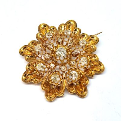 Broche Or Jaune 750°/°°  18 Carats 20,2 gr 17 DIAMANTS. – Image 2