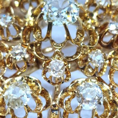 Broche Or Jaune 750°/°°  18 Carats 20,2 gr 17 DIAMANTS. – Image 6