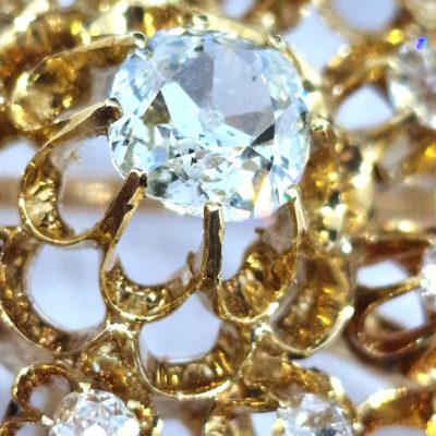 Broche Or Jaune 750°/°°  18 Carats 20,2 gr 17 DIAMANTS. – Image 4