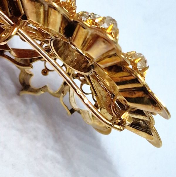 Broche Or Jaune 750°/°°  18 Carats 20,2 gr 17 DIAMANTS. – Image 9