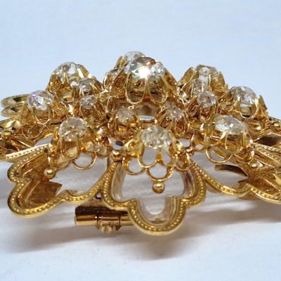 Broche Or Jaune 750°/°°  18 Carats 20,2 gr 17 DIAMANTS. – Image 3