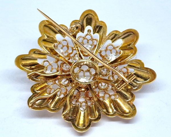 Broche Or Jaune 750°/°°  18 Carats 20,2 gr 17 DIAMANTS. – Image 10
