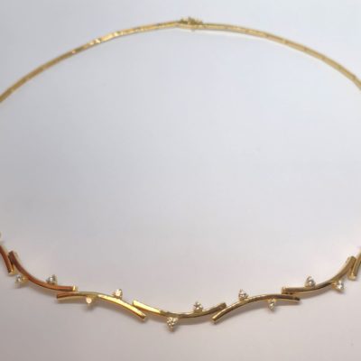 Collier Or Jaune 750°/°°  18 Carats. 15,7 gr. 12 DIAMANTS – Image 3