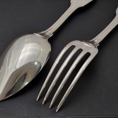 4 Couverts FILET. Argent Massif. Poinçon Minerve. ARMOIRIES. MO:GD. 690g – Image 5