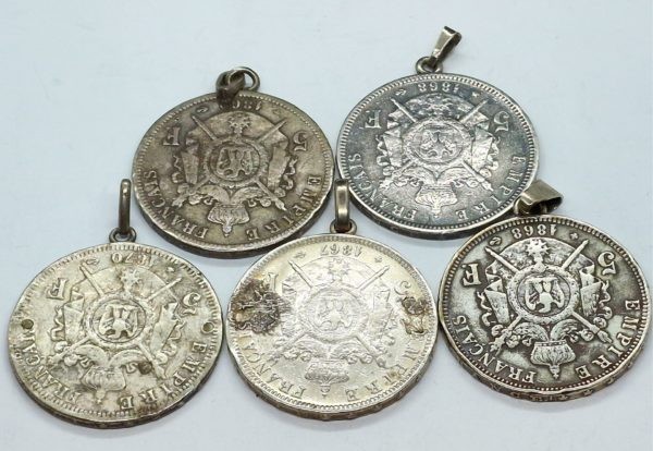 5 ECUS 5 Francs NAPOLEON III 1867, 68, 69, 1870. Pendentifs Argent – Image 4