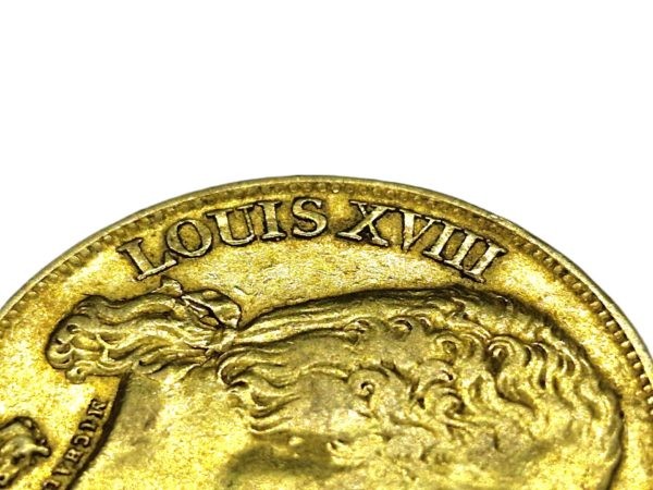 Pièce OR 20 Francs. Louis XVIII - Roi de France - 1817 A. TB/TTB – Image 6