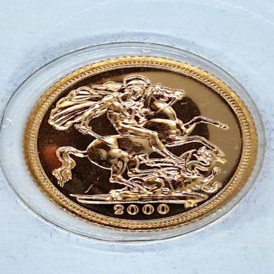 1/2 Souverain OR 916°/°°. Elisabeth II. 2000. FDC. HALF POUND. MS65. 3,99 g – Image 3