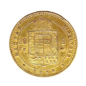 Hongrie. Hungaria. Pièce OR 20 Francs - 8 FORINT. Magyar Kiralysac 1884. TTB – Image 3