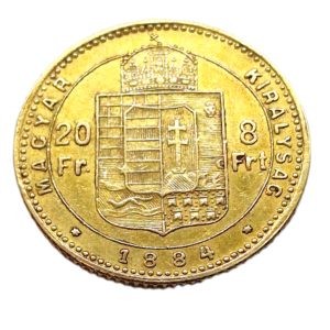 Hongrie. Hungaria. Pièce OR 20 Francs - 8 FORINT. Magyar Kiralysac 1884. TTB