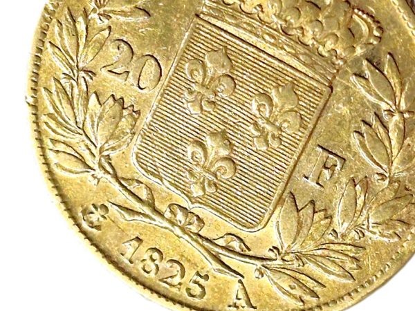 20 Francs OR. CHARLES X. Roi de France. 1825 A. Gold Coin. TB