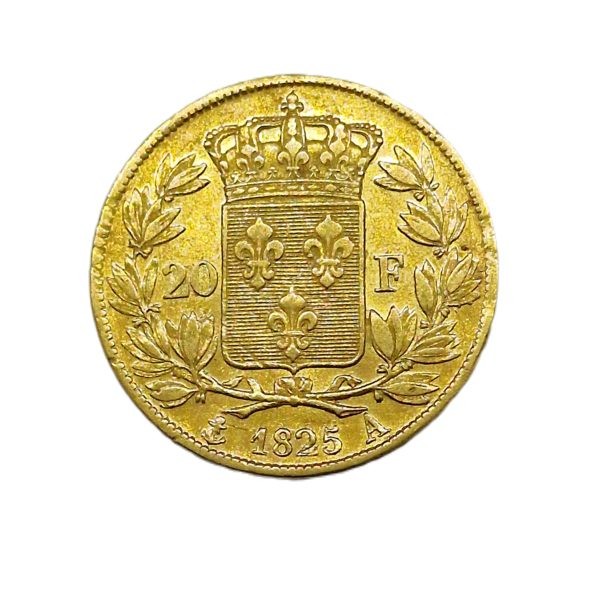 20 Francs OR. CHARLES X. Roi de France. 1825 A. Gold Coin. TB – Image 3