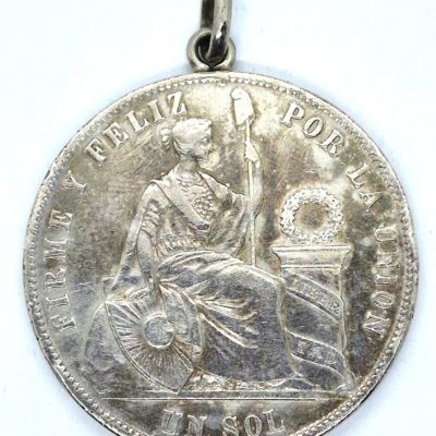 PEROU LIMA - 1 SOL 1871 ARGENT 900°/°° 25,1 g - Pendentif – Image 3